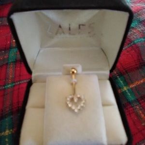 14k diamond belly ring